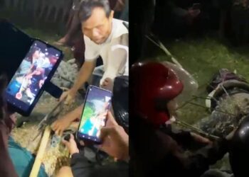 bauaya berkalung ban tertangkap warga